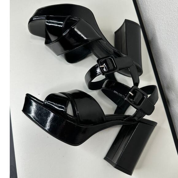 Jeffrey Campbell Amma Platform Slingback Black Sandal Chunky Heels 7.5 - Picture 11 of 16